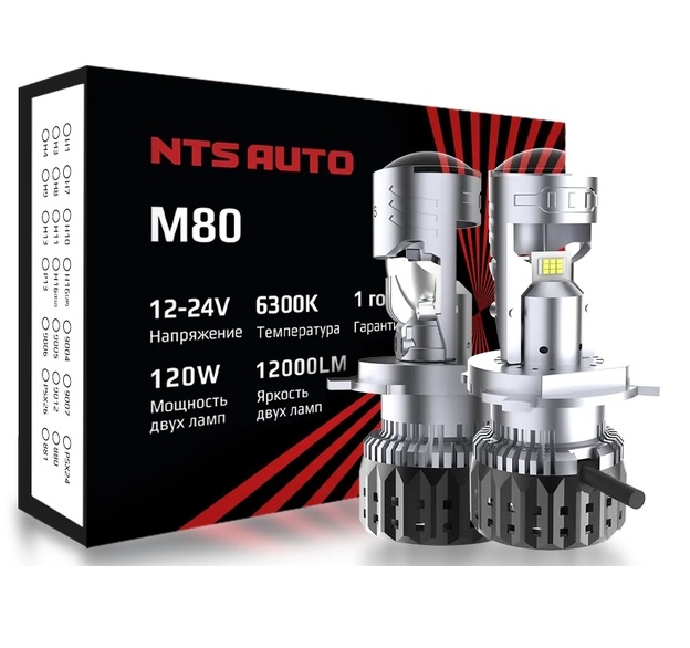 Светодиодные лампы-линзы NTS AUTO M80 H4 V2 120W